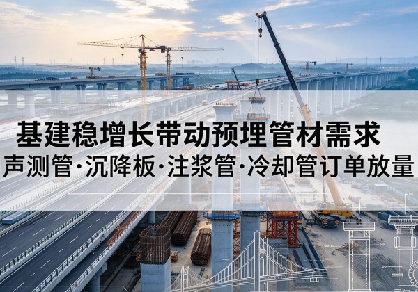 葫芦岛基建稳增长带动预埋监测管材需求，声测管、沉降板、注浆管订单持续放量